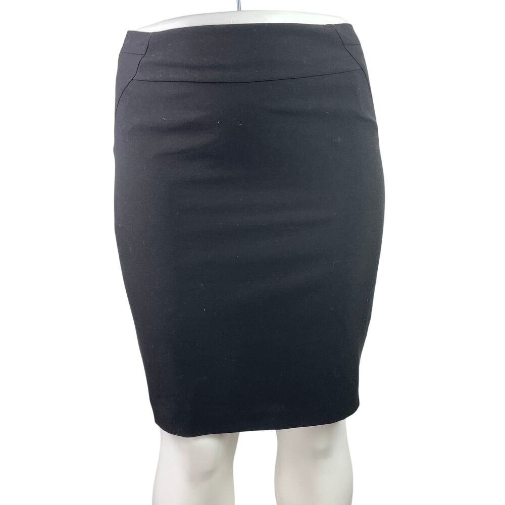 M&S Marks & Spencer Black High Waisted Slit Career Pencil Mini Skirt Size 12